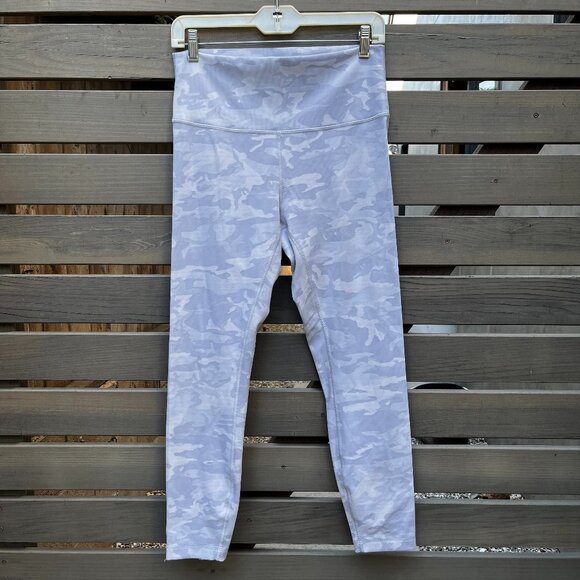 Lululemon High Rise Wunder Under Pale Lavender Gray White Camo Pattern, Size 10 - Picture 1 of 4